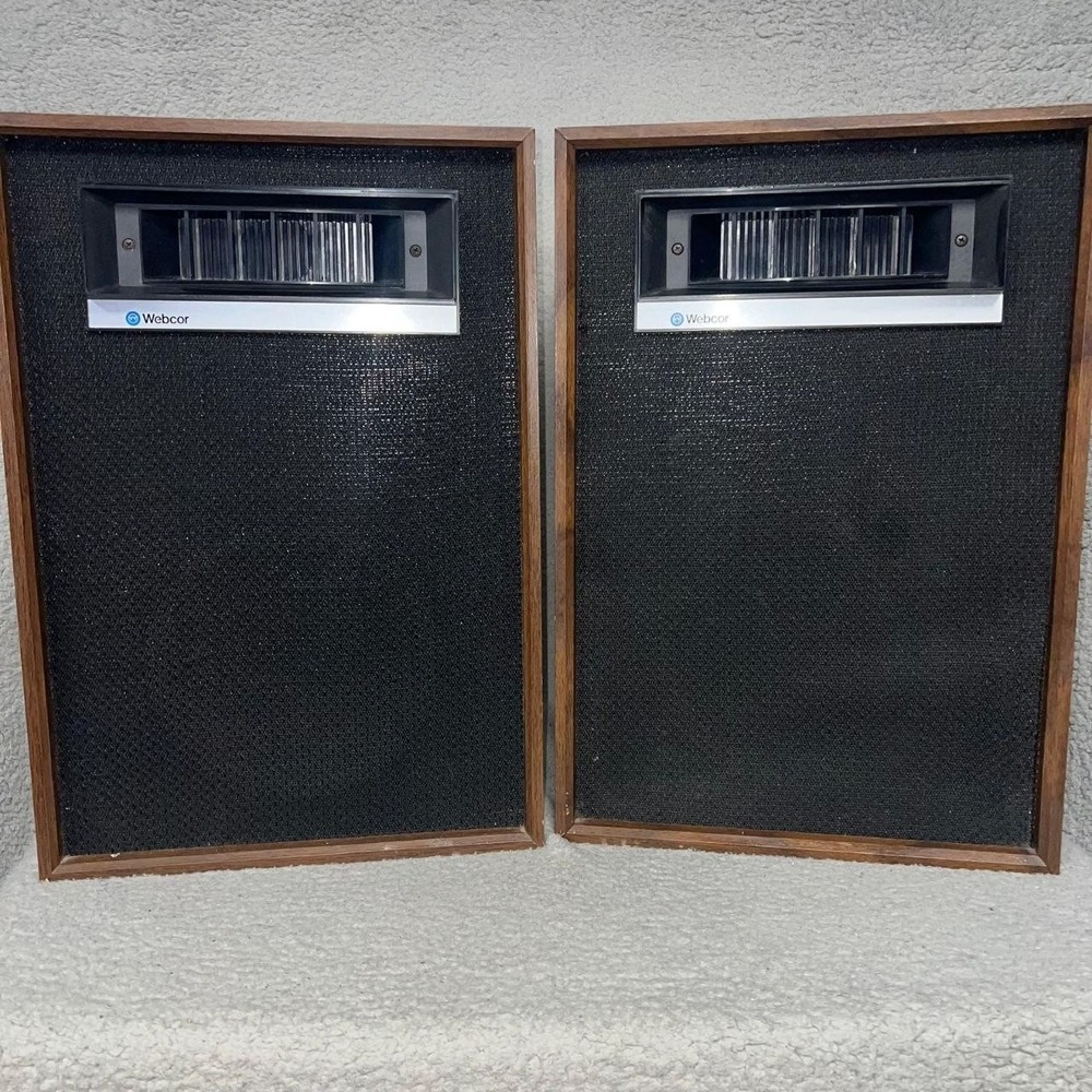 VTG Webcor SP36 Air Suspension Stereo Bookshelf Speaker Pair Wood Cabinet TESTED